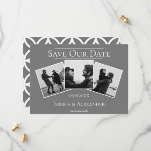 Simple 3 Photo Collage   Grey Save The Date
