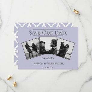 Simple 3 Photo Collage Lavender Save The Date