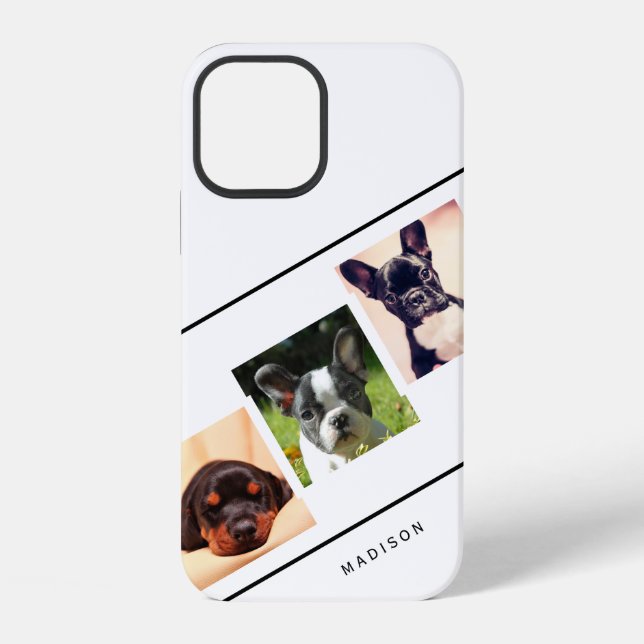 Simple 3 Photo Collage Personalized iPhone Case (Back)