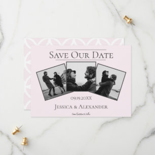 Simple 3 Photo Collage   Pink Save The Date