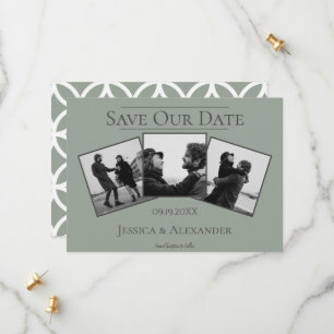 Simple 3 Photo Collage   Sage Green Save The Date