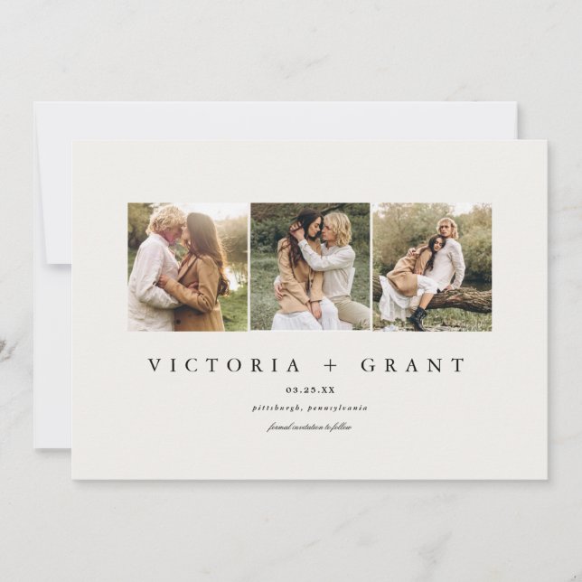 Simple 3 Photo Save the Date Photo card (Front)