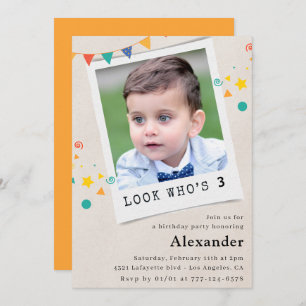 Simple 3rd birthday invitations Boy Photo