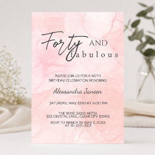 Simple 40 & Fabulous Rose Gold 40th Birthday Invitation