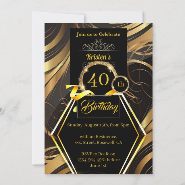 Simple 40th Birthday Invitation (Front)