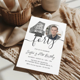 Simple 40th Birthday Photo Invitation