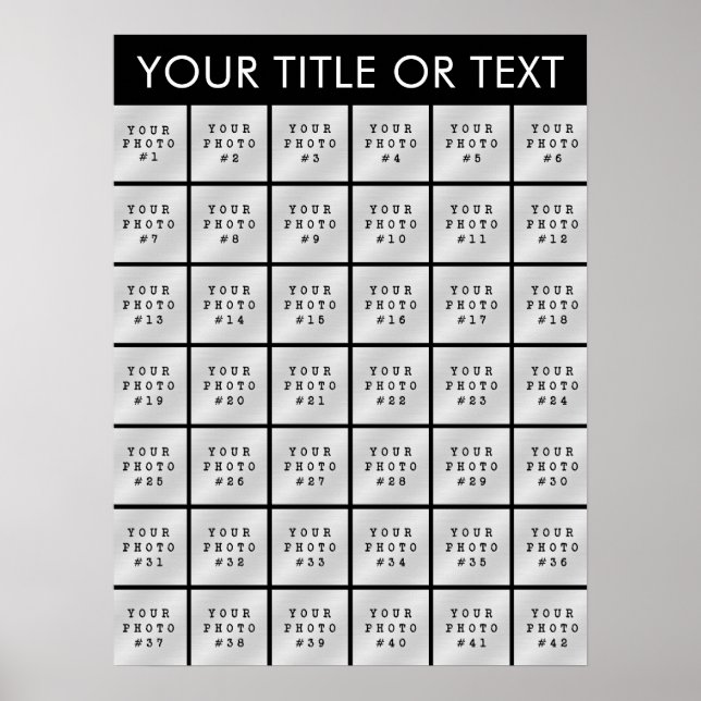 Simple 42 Photo Collage Personalized Custom Colour Poster (Front)