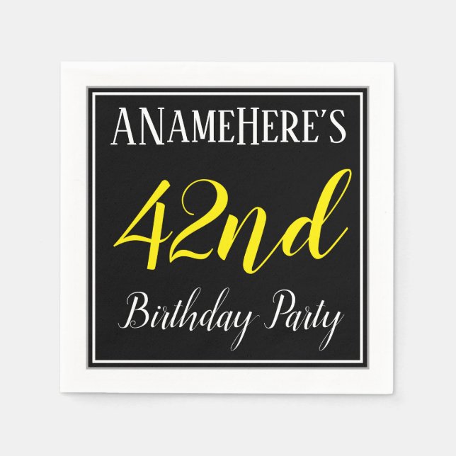 Simple, 42nd Birthday Party w/ Custom Name Napkin (Front)