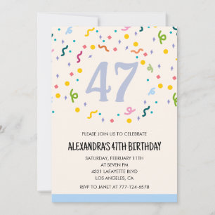 Simple 47th birthday invitations Confetti Modern