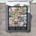 Simple 48 Photo Collage Your Colour Personalized Fleece Blanket<br><div class="desc">Create your own photo keepsake blanket utilizing this easy-to-upload photo collage template with 48 pictures and your custom text in your choice of colours (the sample is shown with white text on black). The text font style, size and spacing can be changed to accommodate your title or name. The sample...</div>