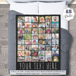 Simple 48 Photo Collage Your Colour Personalized Fleece Blanket<br><div class="desc">Create your own photo keepsake blanket utilizing this easy-to-upload photo collage template with 48 pictures and your custom text in your choice of colours (the sample is shown with white text on black). The text font style, size and spacing can be changed to accommodate your title or name. The sample...</div>