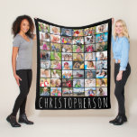 Simple 48 Photo Collage Your Colour Personalized Fleece Blanket<br><div class="desc">Create your own photo keepsake blanket utilizing this easy-to-upload photo collage template with 48 pictures and your custom text in your choice of colours (the sample is shown with white text on black). The text font style, size and spacing can be changed to accommodate your title or name. The sample...</div>