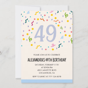 Simple 49th birthday invitations Confetti Modern
