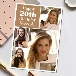 Simple 4 Collage   Photo Any Age Birthday Card