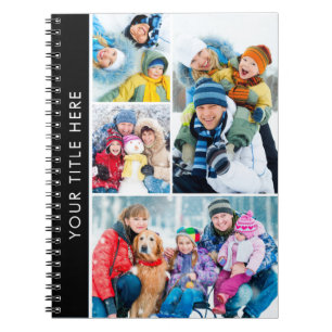 Simple 4 Photo Collage Personalized Custom Colour Notebook
