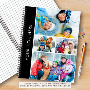 Simple 4 Photo Collage Personalized Custom Colour Notebook