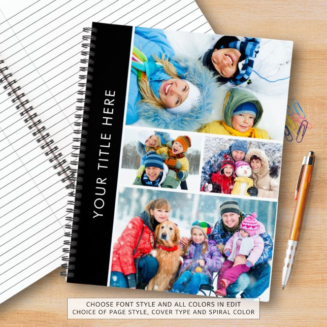 Simple 4 Photo Collage Personalized Custom Colour Notebook (Creator Uploaded)