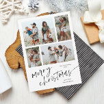 Simple 4 Photo Collage Script Merry Christmas Holiday Card<br><div class="desc">Simple 4 Photo Collage Script Merry Christmas Holiday Card. Click the edit button to customize with your photos and text.</div>