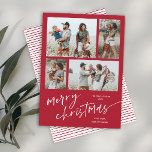 Simple 4 Photo Collage Script Merry Christmas Holiday Card<br><div class="desc">Simple 4 Photo Collage Script Merry Christmas Holiday Card. Click the edit button to customize with your photos and text.</div>
