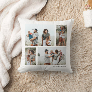 Simple 4 Photo Collage  Throw Pillow