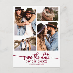 Simple 4 Photo Collage Wedding Save The Date Postcard