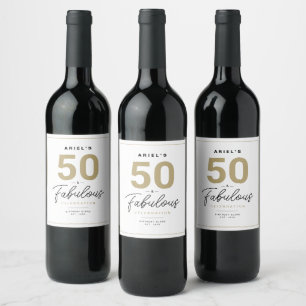 Simple 50 & Fabulous Personalized Wine Label