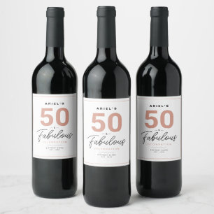 Simple 50 & Fabulous Personalized Wine Label