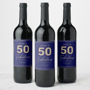 Simple 50 & Fabulous Personalized Wine Label