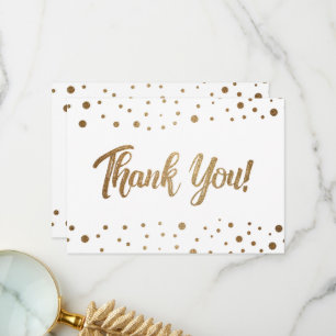 Simple 50th birthday faux gold confetti thank you card