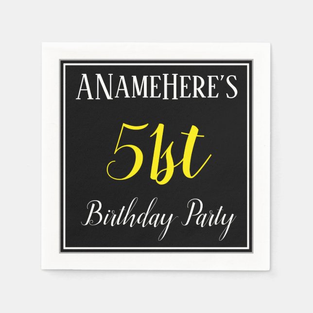 Simple, 51st Birthday Party w/ Custom Name Napkin (Front)