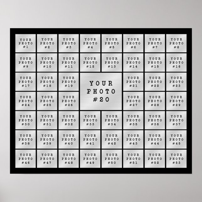 Simple 53 Photo Collage Custom Colour Poster (Front)