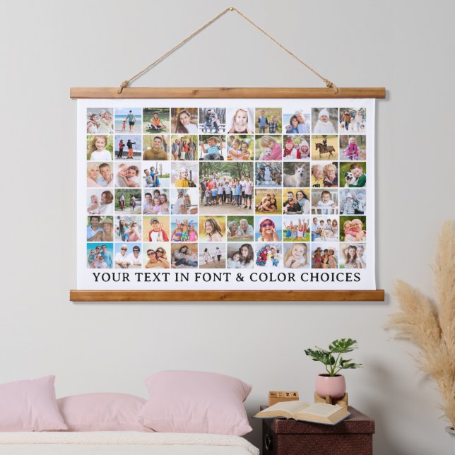 Simple 57 Photo Collage Custom Personalized Hanging Tapestry (Bedroom)