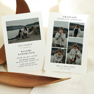 Simple 5 Photo Collage Graduation Party Invitation