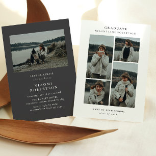 Simple 5 Photo Collage Graduation Party Invitation