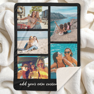 Simple 5 photo Collage Sherpa Blanket