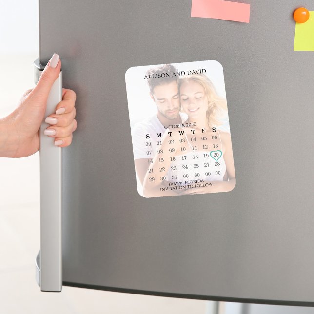 Simple 5 Row Calendar Photo Save The Date Wedding Magnet (Wedding save-the-date photo magnet with calendar template. )