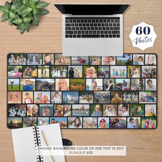 Simple 60 Photo Collage Custom Colour Desk Mat (Creator Uploaded)
