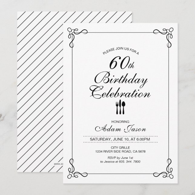 Simple 60th Birthday Celebration Party Invitation (Front/Back)