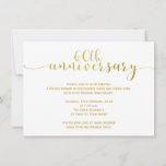 Simple 60th Wedding Anniversary Invitation<br><div class="desc">This faux gold and black 6oth wedding anniversary invitation features a faux gold calligraphy text heading on a white background. The back of the invitation is black with with some faux calligraphy text and a thin line gold border. Ideal for someone looking for a simple 60th wedding anniversary invitation and...</div>