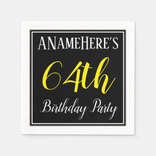 Simple, 64th Birthday Party w/ Custom Name Napkin