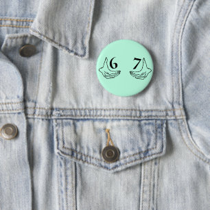 Simple 6-7 Six Seven Meme With Two Hands Outline 2 Inch Round Button