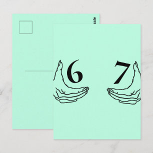Simple 6-7 Six Seven Meme With Two Hands Outline Postcard