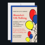 Simple 70th birthday invitations Balloons<br><div class="desc">Simple 70th birthday invitations Balloons calligraphy typography milestone classic elegant colourful feminine celebration</div>