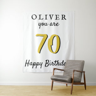 Simple 70th Happy Birthday Party Backdrop Tapestry