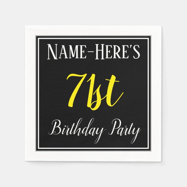 Simple, 71st Birthday Party w/ Custom Name Napkin (Front)