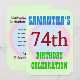 Simple "74th BIRTHDAY CELEBRATION" Invitation