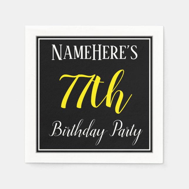 Simple, 77th Birthday Party w/ Custom Name Napkin (Front)