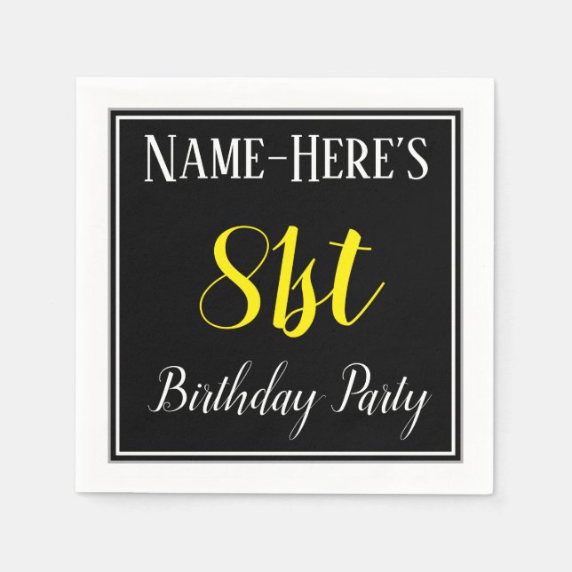 Simple, 81st Birthday Party w/ Custom Name Napkin (Front)