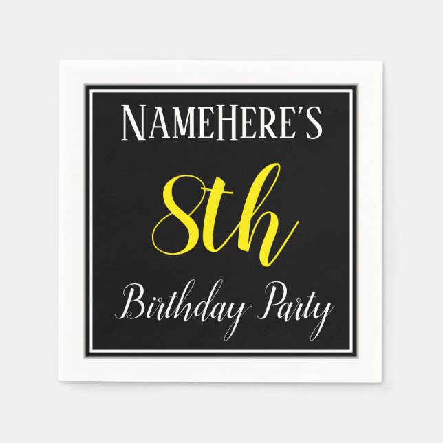 Simple, 8th Birthday Party w/ Custom Name Napkin (Front)