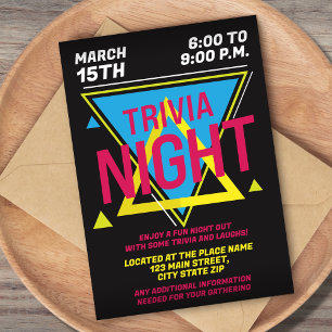 Simple 90s Colour Vintage Trivia Night Invitation